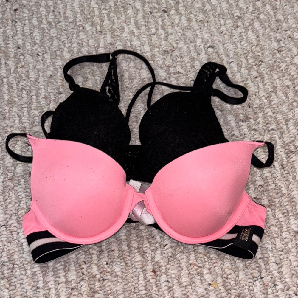 VICTORIA’s SECRET PINK Pink and Black Women's Bra Set